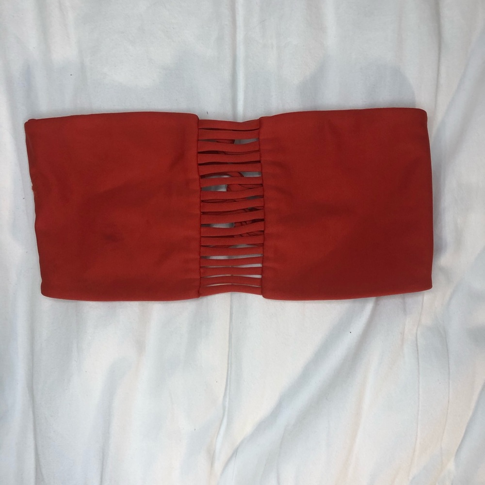 Mikoh sunset bandeau bikini top dark orange